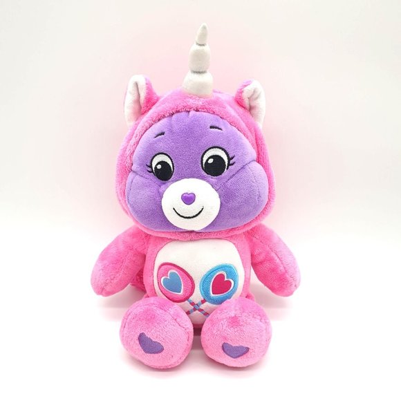 Share Bear Care Bear Plush Toy Unicorn Costume Purple Pink Hoodie Clean Gift - Picture 2 of 12